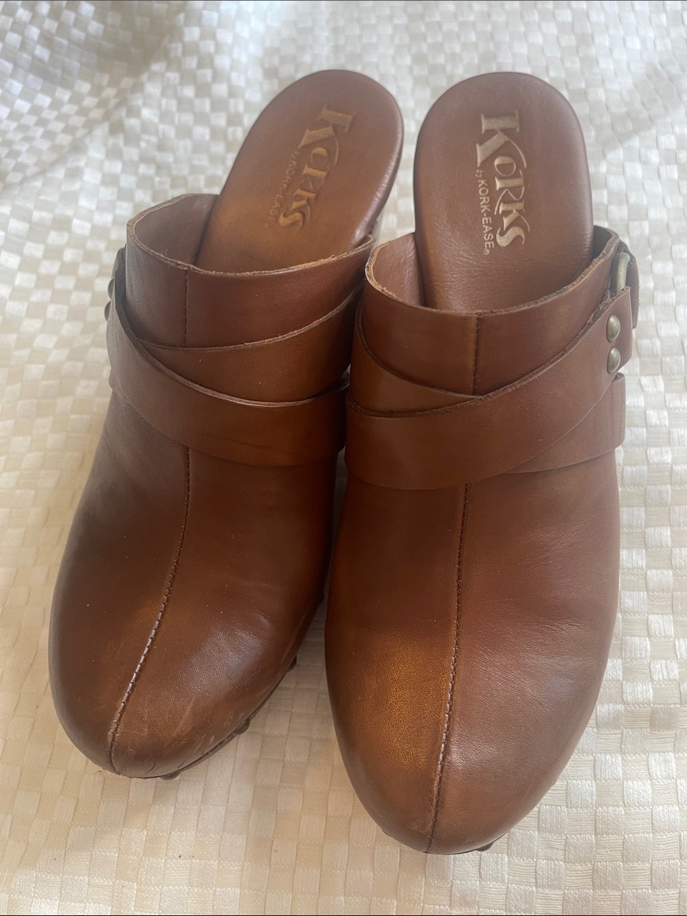 Korkease Women's Brown Leather Slip-On Clogs 9